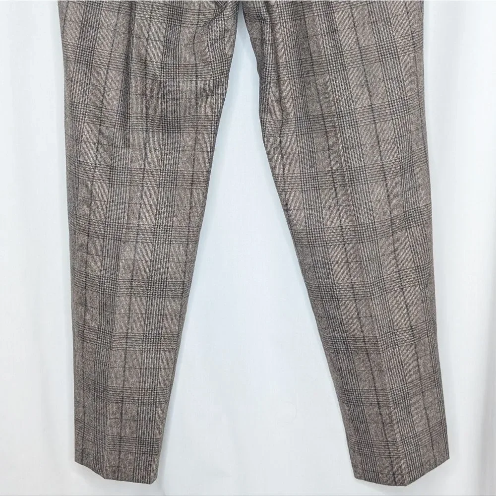 Aritza Babaton Cohen Pant Italian Wool Cashmere Plaid Pleated Pull On Trouser